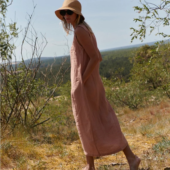 Sauths Dusty Rose Linen Dress Nida - Picture 2 of 7